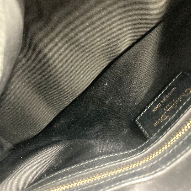 Dior Handbag Leather Black Gold Hardware Cannage Women's