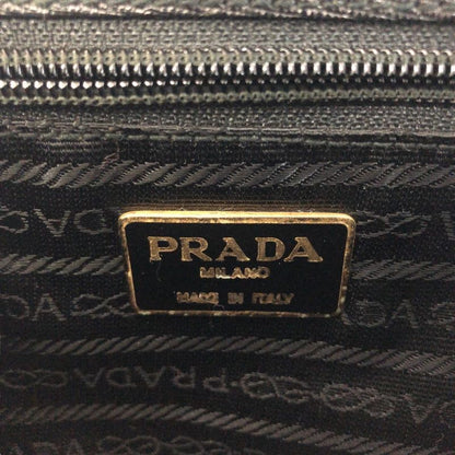 Prada Vintage Saffiano Logo Black Gold Hardware Leather Second Bag Clutch Bag