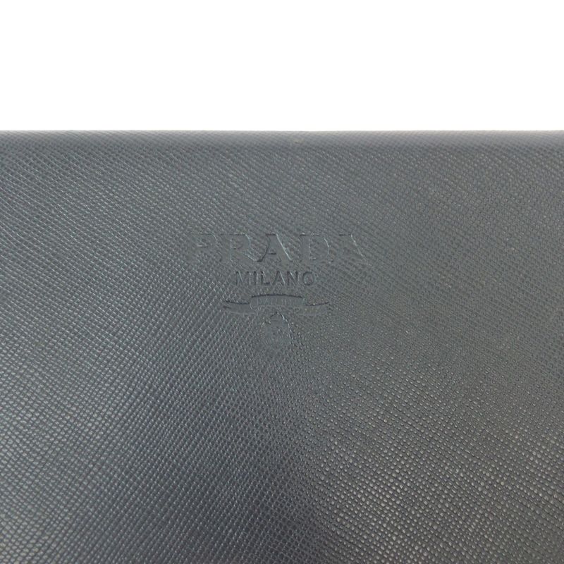 Prada Vintage Saffiano Logo Black Gold Hardware Leather Second Bag Clutch Bag