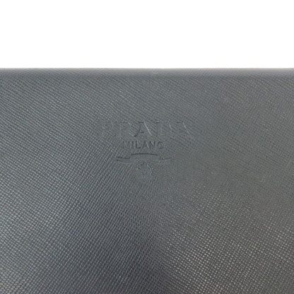 Prada Vintage Saffiano Logo Black Gold Hardware Leather Second Bag Clutch Bag