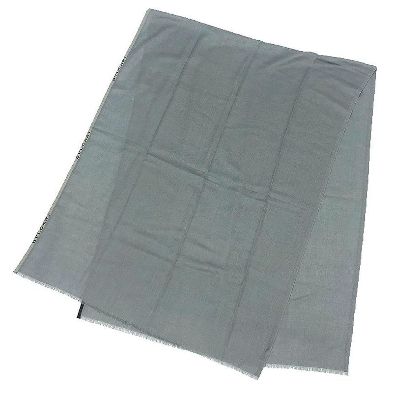 Bvlgari Bvlgari Shawl Wool Cashmere Silk Greyish Blue Excellent Condition