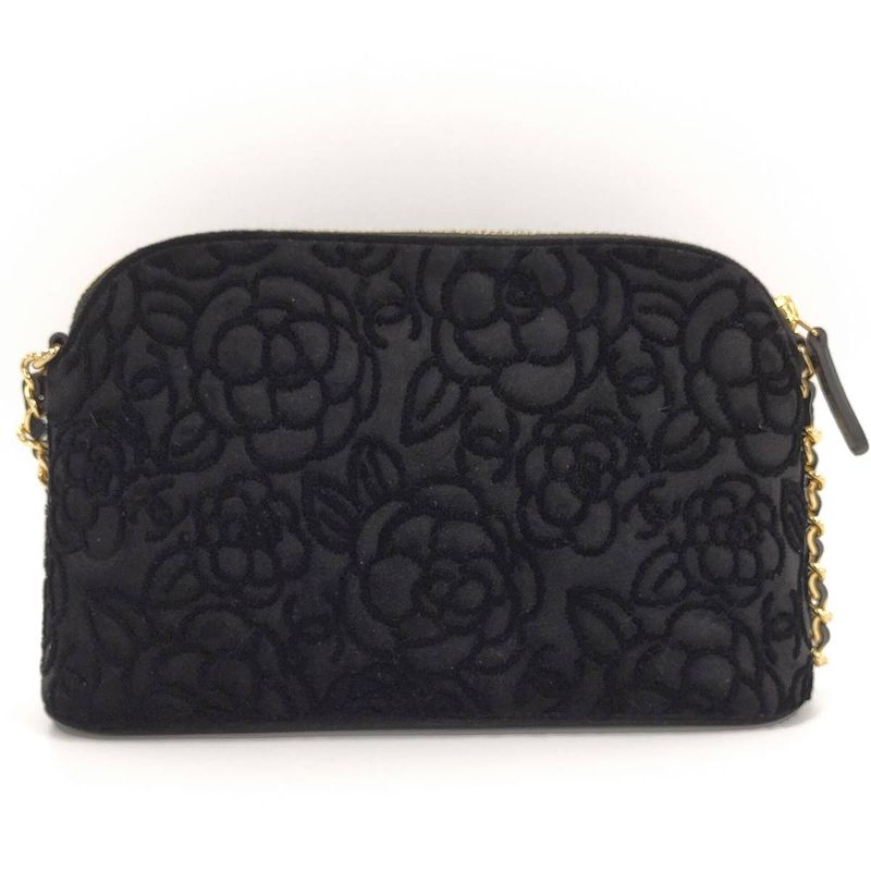 Chanel Chain Shoulder Pouch Velvet Black