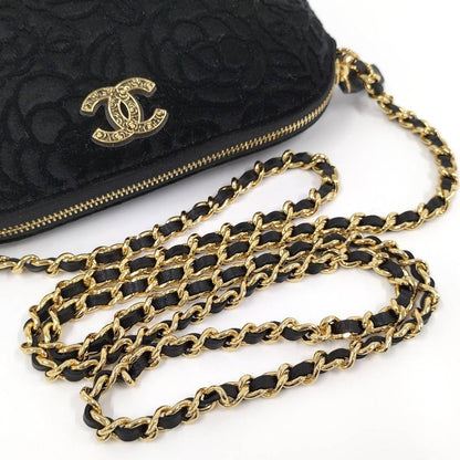 Chanel Chain Shoulder Pouch Velvet Black