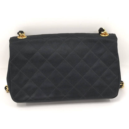 Chanel Mini Matelasse Chain Shoulder Bag Satin Black