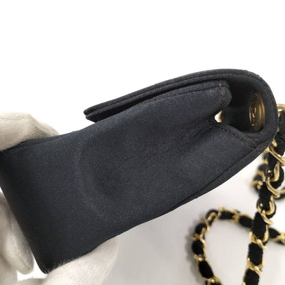 Chanel Mini Matelasse Chain Shoulder Bag Satin Black