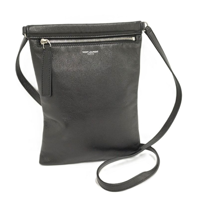 Saint Laurent Paris Shoulder Bag Leather Black 581697