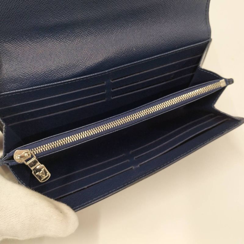 Louis Vuitton Long Foldable Wallet Portefeuille Sarah Epi in Indigo Blue M61726