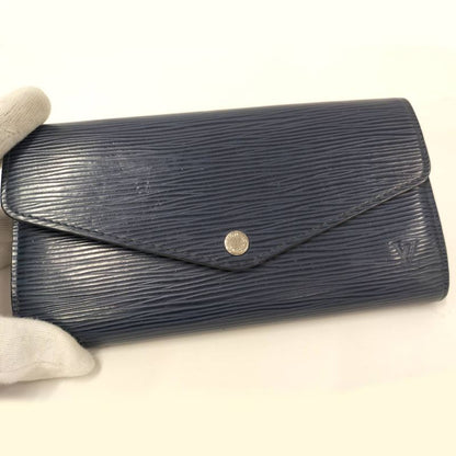 Louis Vuitton Long Foldable Wallet Portefeuille Sarah Epi in Indigo Blue M61726