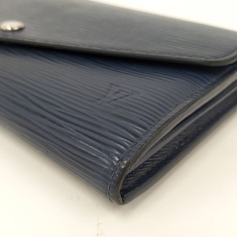 Louis Vuitton Long Foldable Wallet Portefeuille Sarah Epi in Indigo Blue M61726