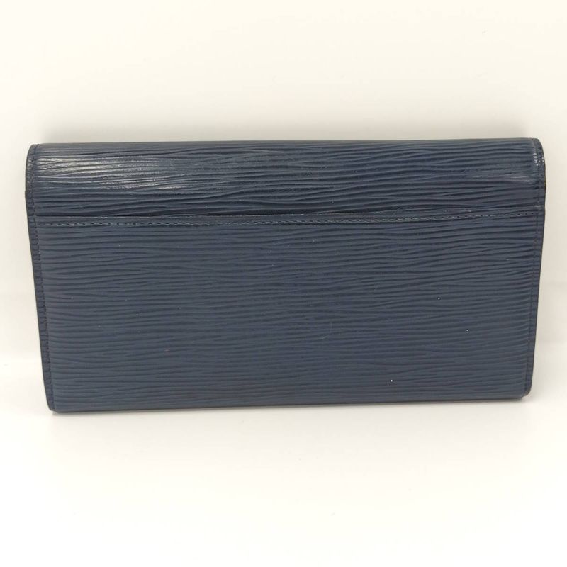 Louis Vuitton Long Foldable Wallet Portefeuille Sarah Epi in Indigo Blue M61726