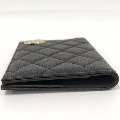 Chanel Pass Port Case Matelasse Caviar Skin Coco Mark Leather Black