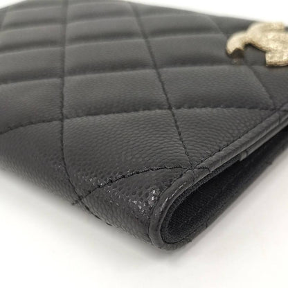 Chanel Pass Port Case Matelasse Caviar Skin Coco Mark Leather Black