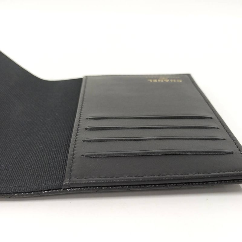 Chanel Pass Port Case Matelasse Caviar Skin Coco Mark Leather Black