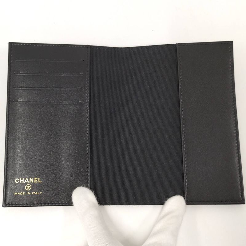 Chanel Pass Port Case Matelasse Caviar Skin Coco Mark Leather Black