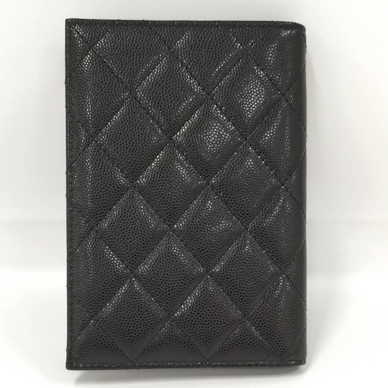 Chanel Pass Port Case Matelasse Caviar Skin Coco Mark Leather Black