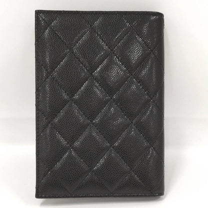 Chanel Pass Port Case Matelasse Caviar Skin Coco Mark Leather Black