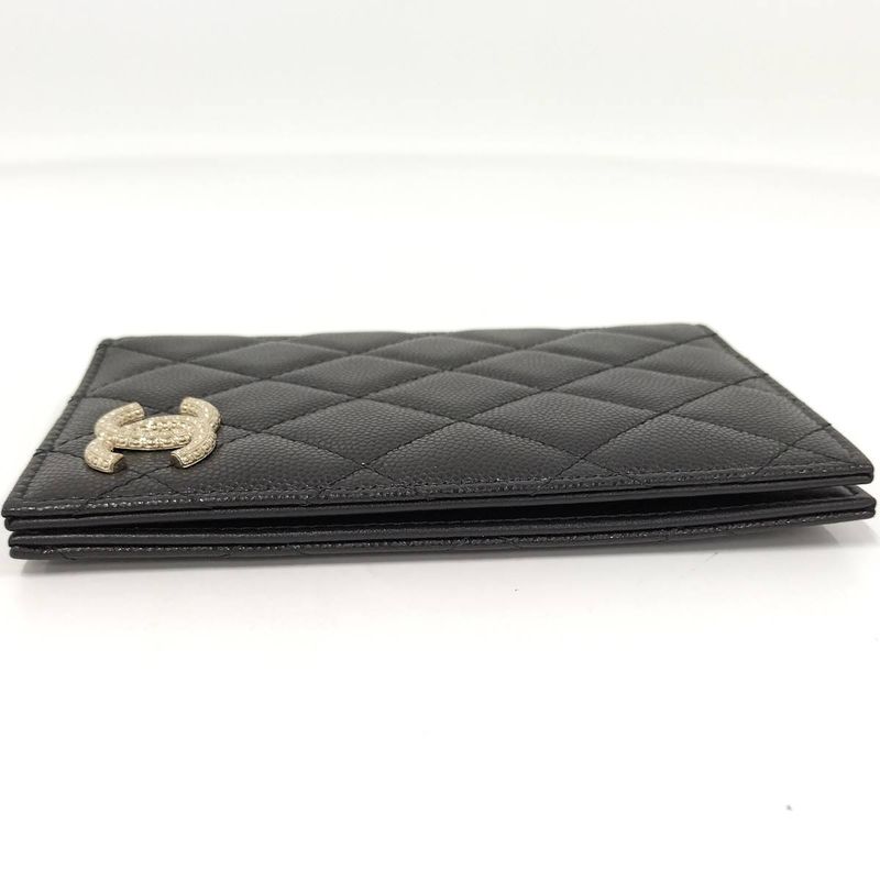 Chanel Pass Port Case Matelasse Caviar Skin Coco Mark Leather Black