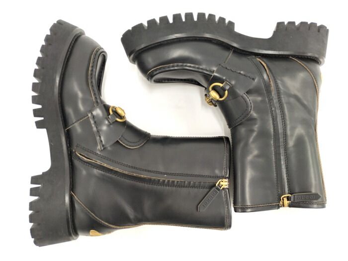 Gucci Horsebit Boots Leather Black Size 37 643900