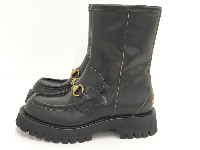 Gucci Horsebit Boots Leather Black Size 37 643900