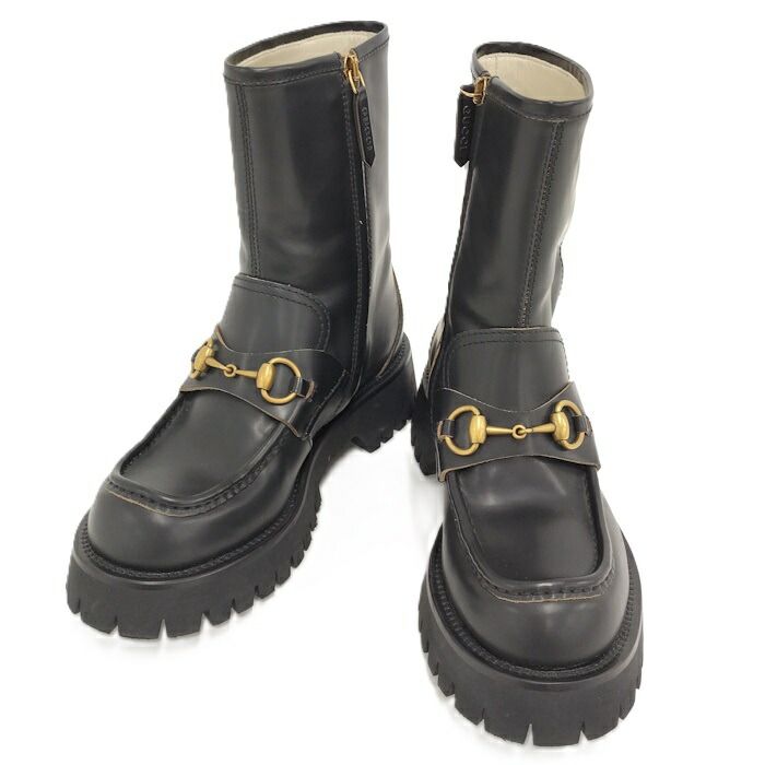 Gucci Horsebit Boots Leather Black Size 37 643900