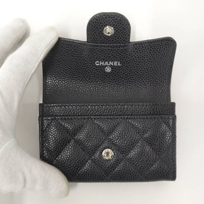 Chanel Matelasse Classic Flap Card Case Leather Black Ap0214