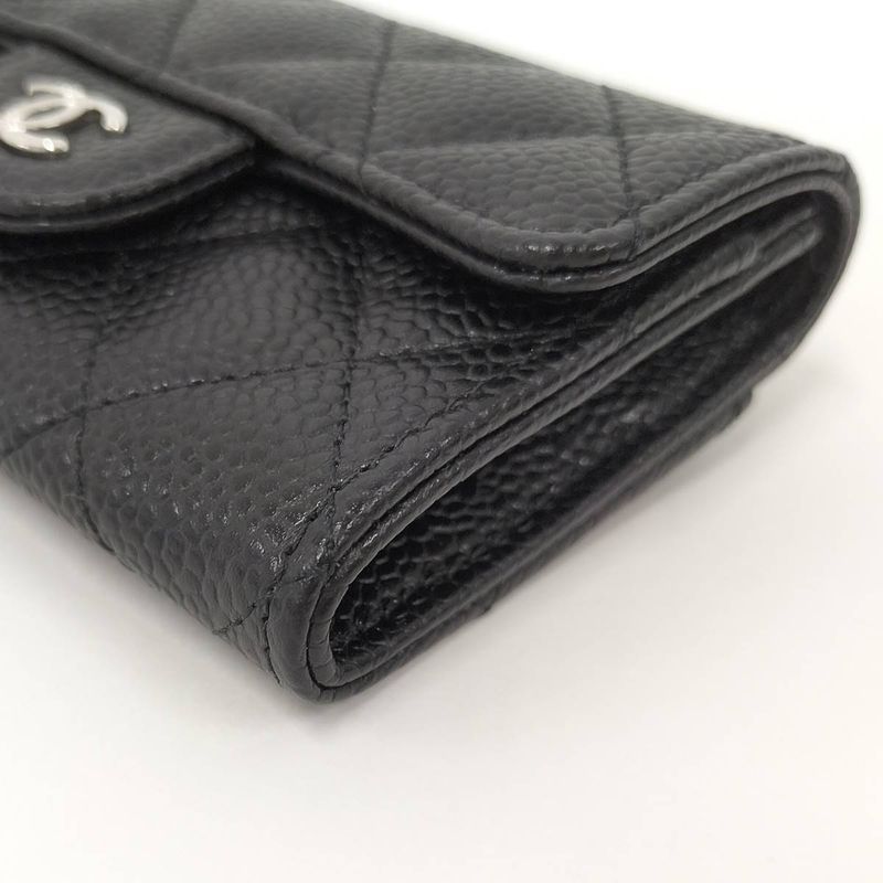 Chanel Matelasse Classic Flap Card Case Leather Black Ap0214