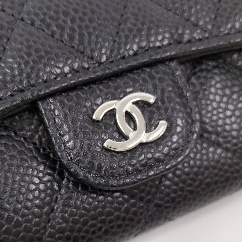 Chanel Matelasse Classic Flap Card Case Leather Black Ap0214
