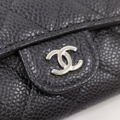 Chanel Matelasse Classic Flap Card Case Leather Black Ap0214