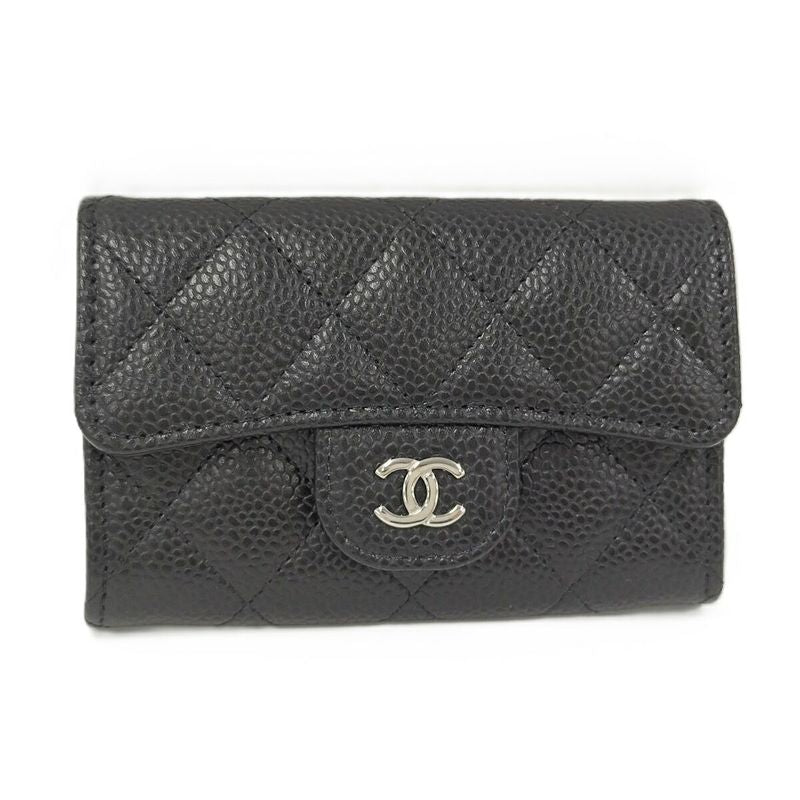 Chanel Matelasse Classic Flap Card Case Leather Black Ap0214