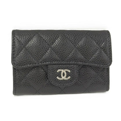 Chanel Matelasse Classic Flap Card Case Leather Black Ap0214