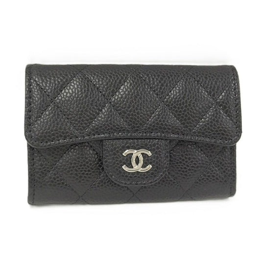 Chanel Matelasse Classic Flap Card Case Leather Black Ap0214