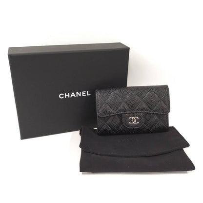 Chanel Matelasse Classic Flap Card Case Leather Black Ap0214
