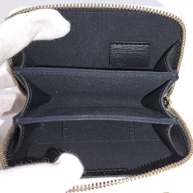 Chanel Chain Shoulder Bag Matelasse Coco Mark Coin Case Lambskin White Ap2738