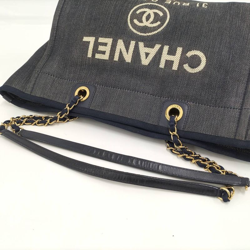 Chanel Deauville MM Tote Bag Denim Blue
