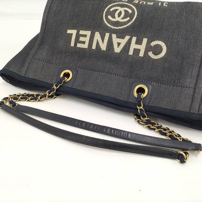 Chanel Deauville MM Tote Bag Denim Blue