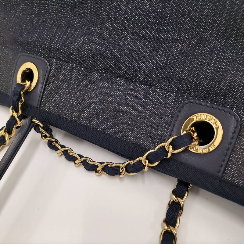 Chanel Deauville MM Tote Bag Denim Blue