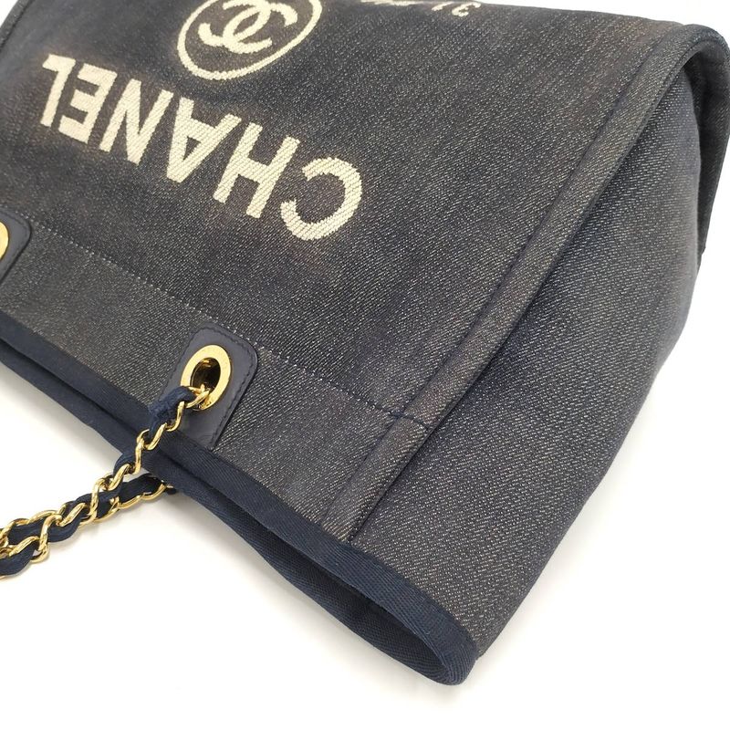 Chanel Deauville MM Tote Bag Denim Blue