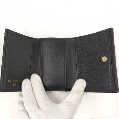 Chanel Trifold Compact Wallet Boy Chanel Leather Black