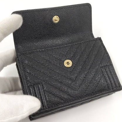 Chanel Trifold Compact Wallet Boy Chanel Leather Black