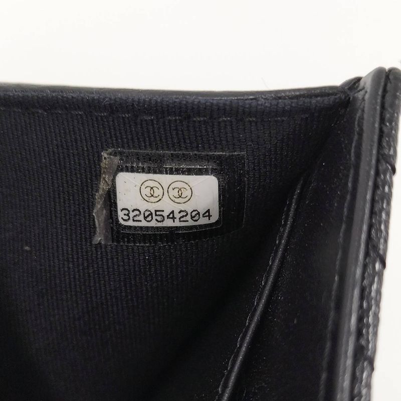 Chanel Trifold Compact Wallet Boy Chanel Leather Black