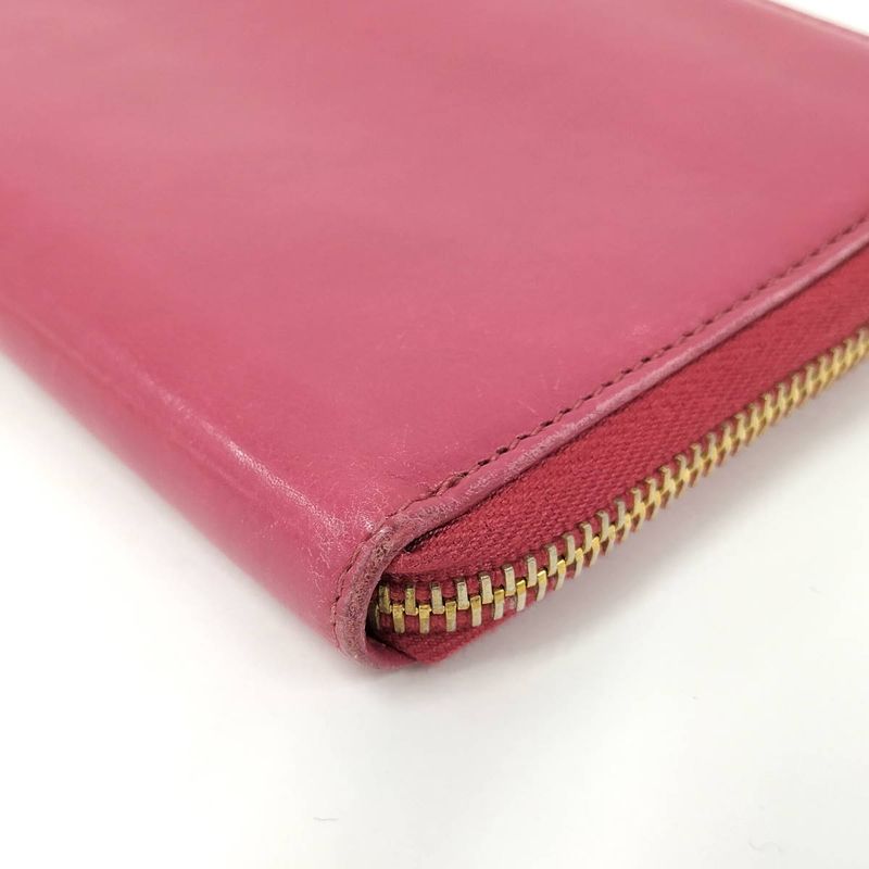 Prada Round Zipper Long Wallet Leather Pink