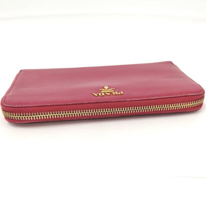 Prada Round Zipper Long Wallet Leather Pink