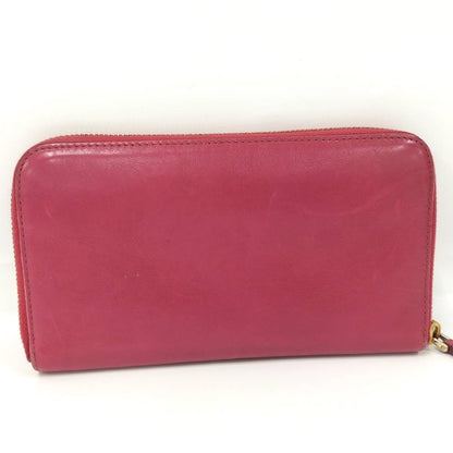 Prada Round Zipper Long Wallet Leather Pink