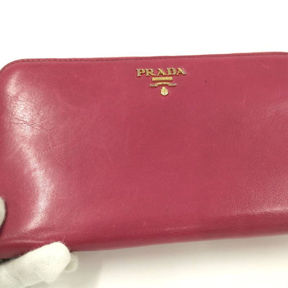 Prada Round Zipper Long Wallet Leather Pink