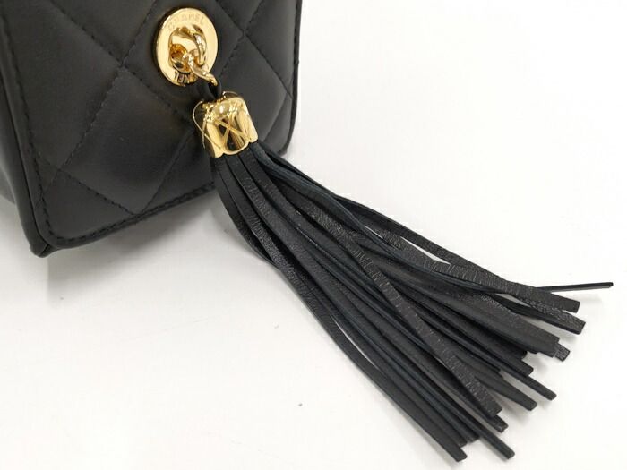 Chanel Clutch Bag Clutch with Chain Lambskin Black Coco Mark Ap4686