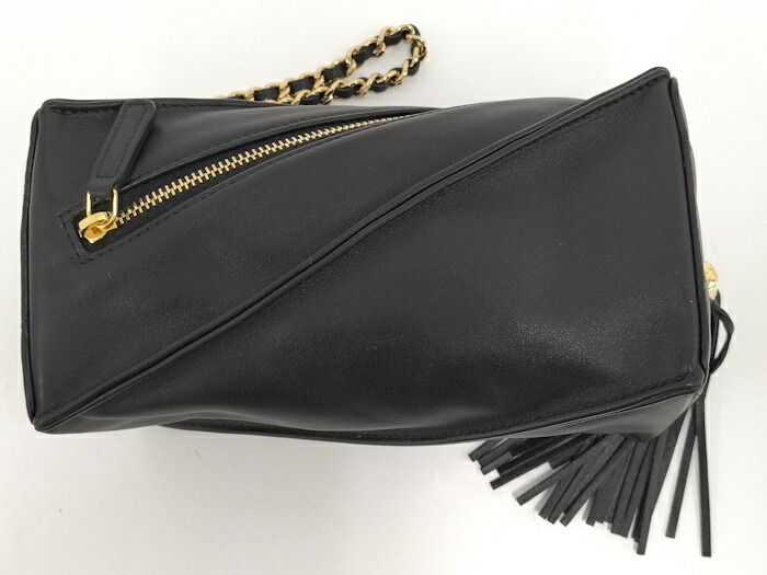 Chanel Clutch Bag Clutch with Chain Lambskin Black Coco Mark Ap4686