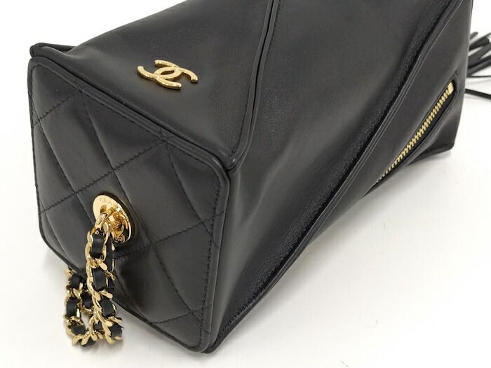 Chanel Clutch Bag Clutch with Chain Lambskin Black Coco Mark Ap4686