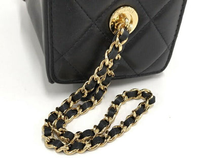 Chanel Clutch Bag Clutch with Chain Lambskin Black Coco Mark Ap4686