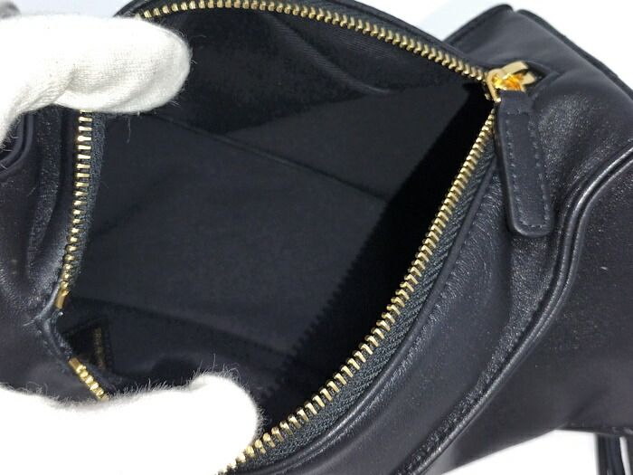 Chanel Clutch Bag Clutch with Chain Lambskin Black Coco Mark Ap4686