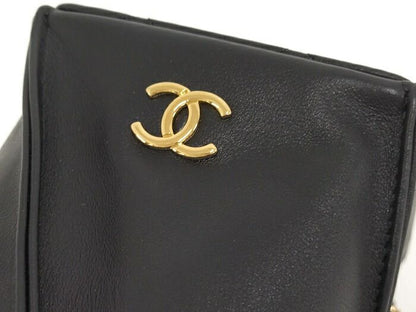 Chanel Clutch Bag Clutch with Chain Lambskin Black Coco Mark Ap4686